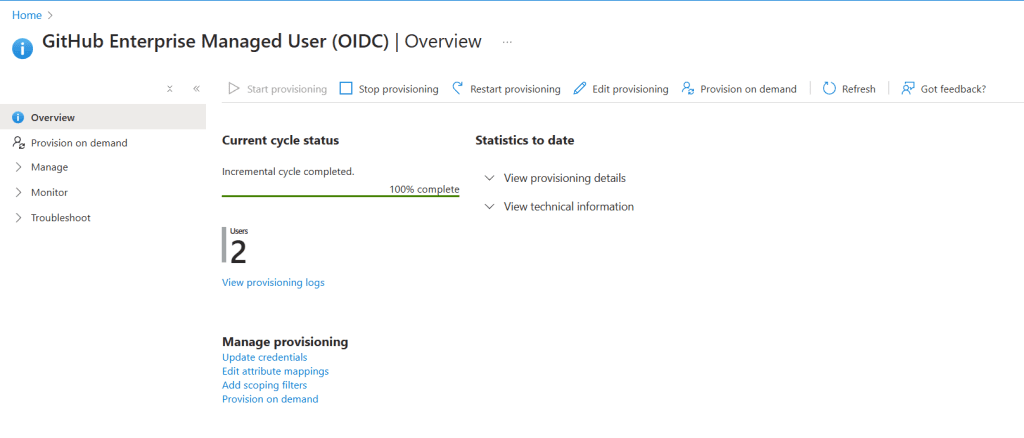 Provisioning for GitHub Enterprise Managed User (OIDC)